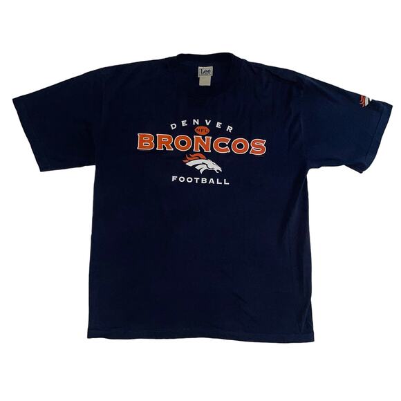 Vintage NFL Denver Broncos Football Team Logo Spellout Lee Sport T-shirt - Picture 2 of 5